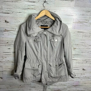 BCBGMAXAZRIA Women's Gray Ice Brooke Anorak Full Zip  Hooded Jacket Medium